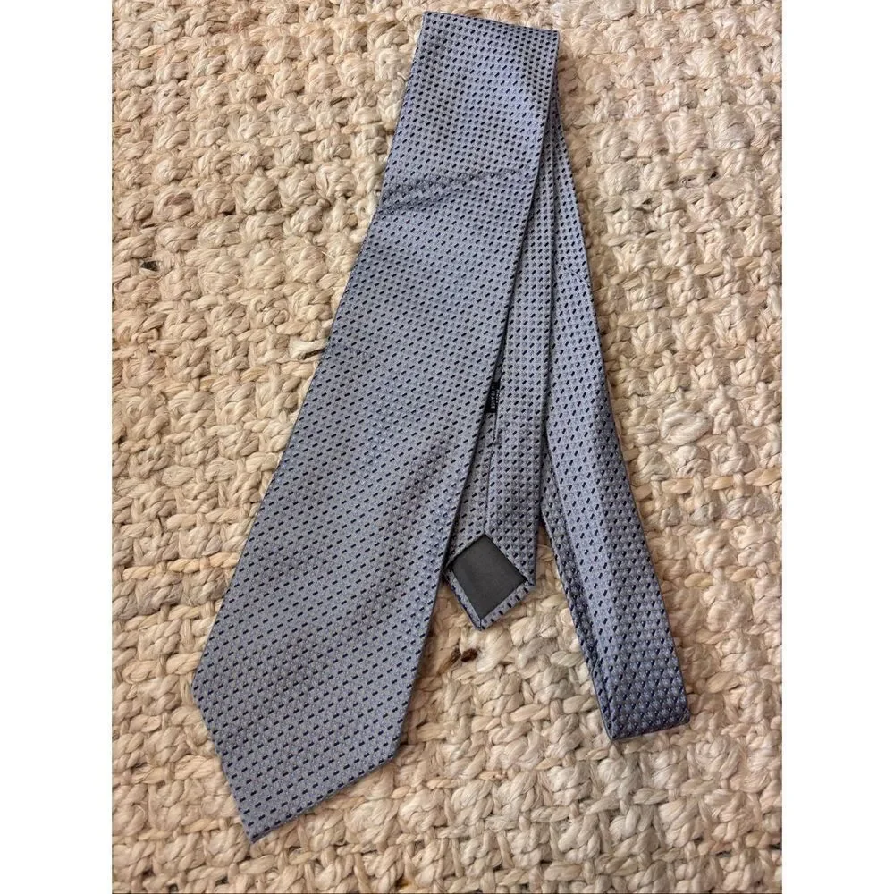 Charvet Paris Navy & light blue  Silk Geometric Tie Luxury Designer Necktie Made